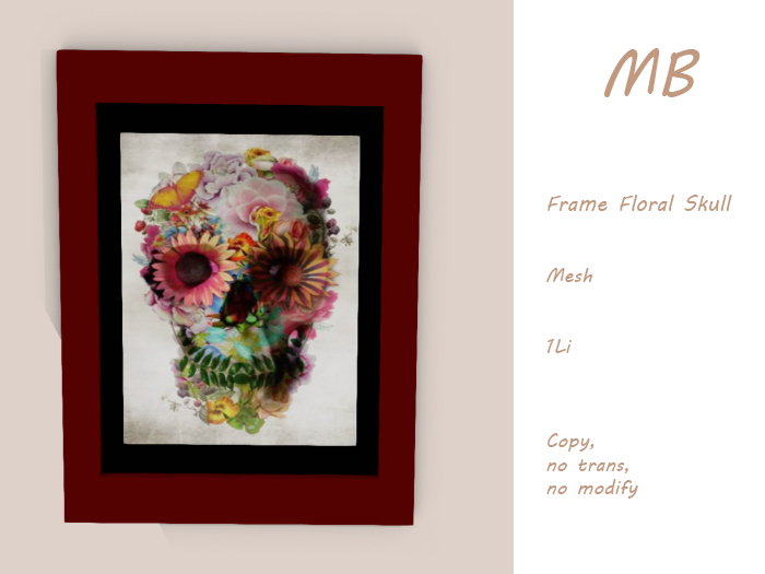 MB box - Frame Floral Skull 2 bordeau