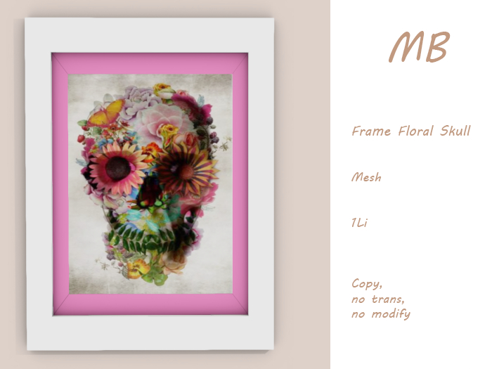 MB box - Frame Floral skull 2 pink