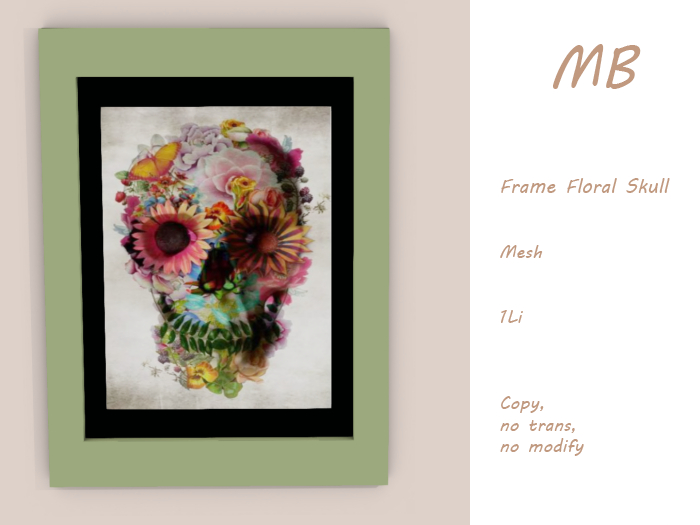 MB box - Frame Flower Skull 2 green