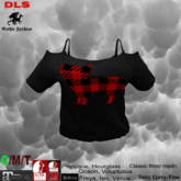 Cut-out Shoulder Teeshirt Tartan dog boxed