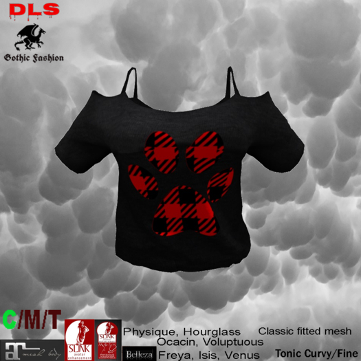 Cut-out Shoulder Teeshirt Tartan Paw boxed