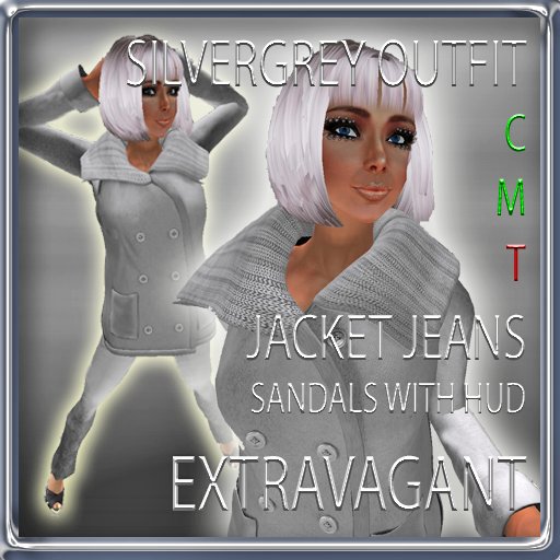 EXTRAVAGANT SILVERGREY OUTFIT white silver grey jacket pants