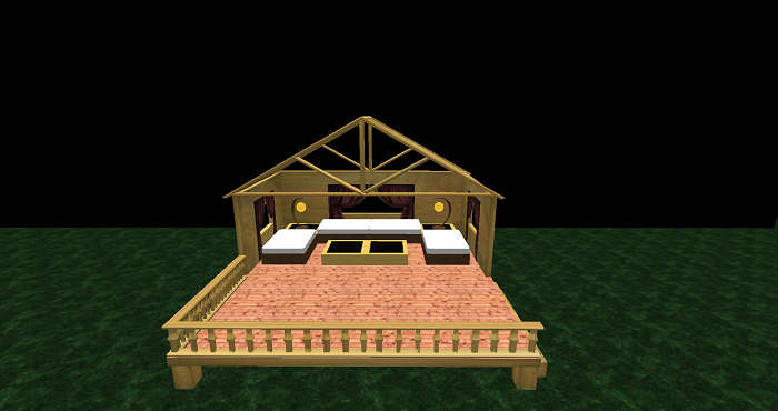 Beach shack with sofa