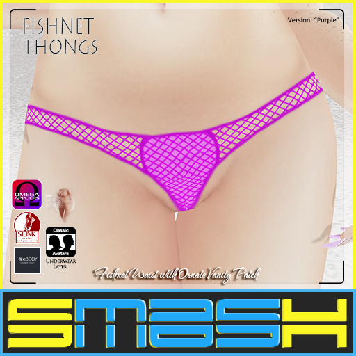 SMASH - Fishnet Thongs (Purple)
