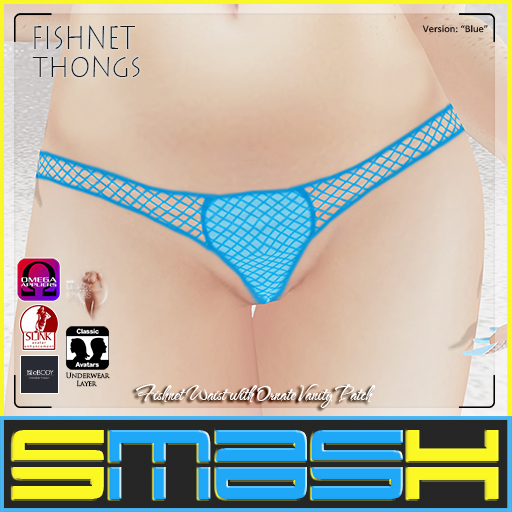 SMASH - Fishnet Thongs (Blue) BOXED