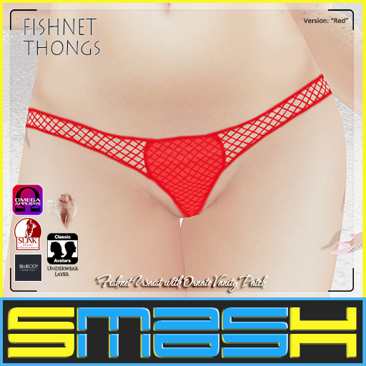 SMASH - Fishnet Thongs (Red) BOXED