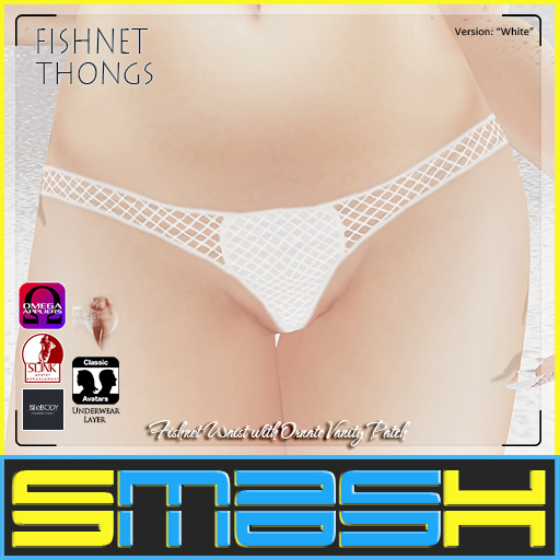SMASH - Fishnet Thongs (White)