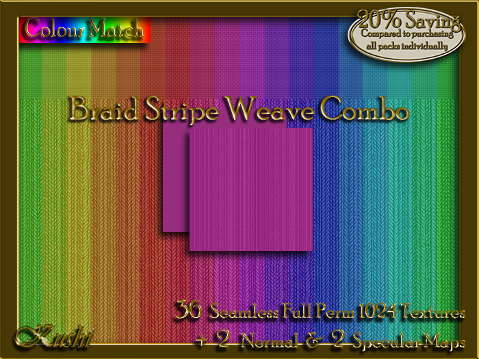 !Kushi! BraidStripeWeaveCOMBO Textures -WearToUnpack