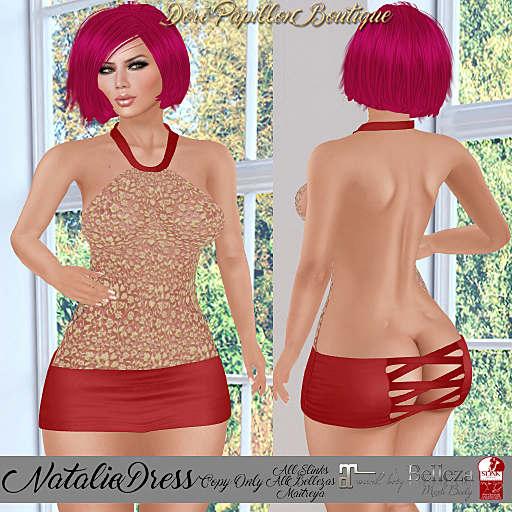 DPB Natalie Dress - Lace RedCream  *Maitreya, Slinks & Bellezas*