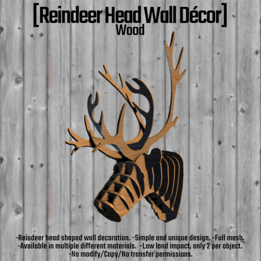 [Reindeer Head Wall Decor - Wood] BOX