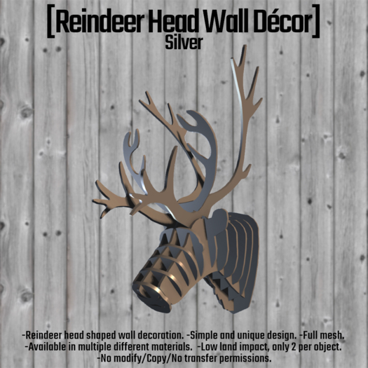 [Reindeer Head Wall Decor - Silver] BOX