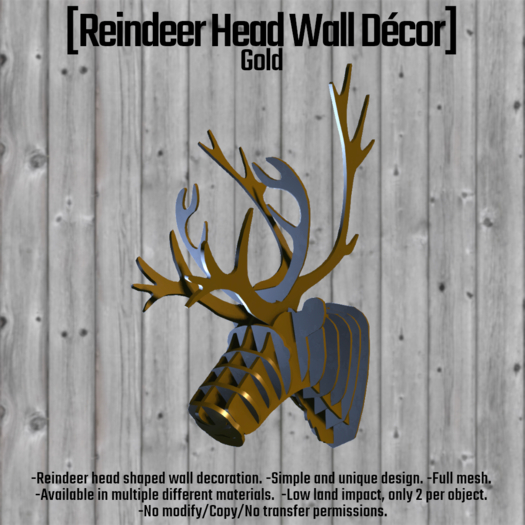 [Reindeer Head Wall Decor - Gold]