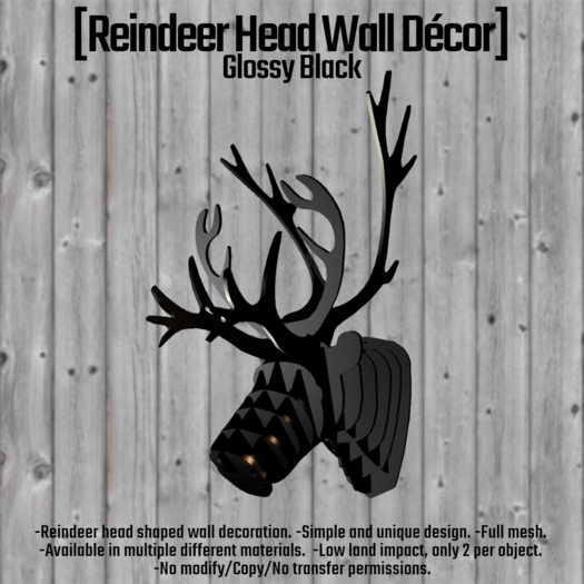 [Reindeer Head Wall Decor - Glossy Black] BOX