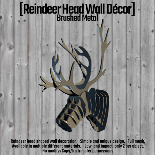[Reindeer Head Wall Decor - Brushed Metal] BOX