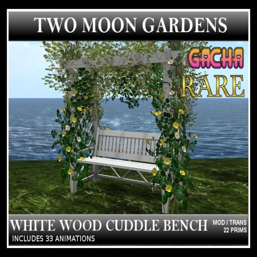 TMG - WHITE WOOD CUDDLE BENCH* RARE