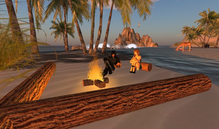 Campfire log big animated  Totally 6 prims