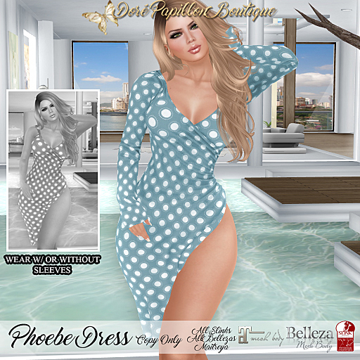 DPB Phoebe Dress - Dots Aqua  *Maitreya, Slinks & Bellezas* 