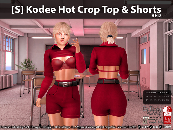 [S] Kodee Hot Crop Top & Shorts Red
