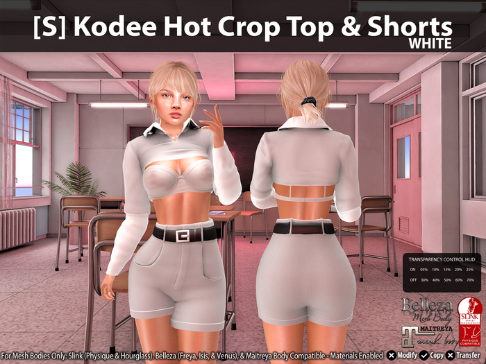 [S] Kodee Hot Crop Top & Shorts White