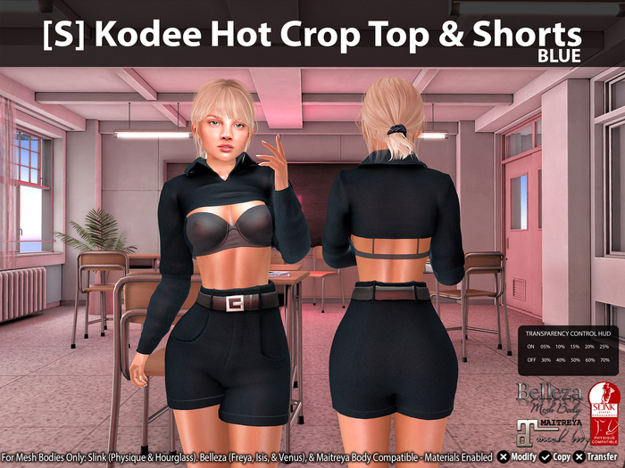 [S] Kodee Hot Crop Top & Shorts Blue