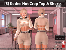 [S] Kodee Hot Crop Top & Shorts Beige