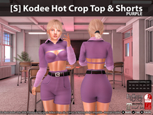 [S] Kodee Hot Crop Top & Shorts Purple