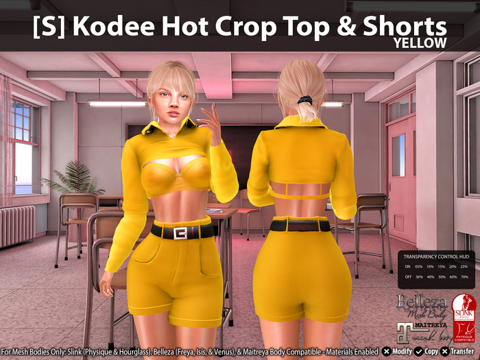 [S] Kodee Hot Crop Top & Shorts Yellow