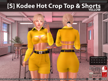 [S] Kodee Hot Crop Top & Shorts Yellow