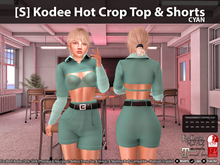 [S] Kodee Hot Crop Top & Shorts Cyan