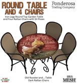 Round Table An Old Rooster and one Cute Chick Live Here