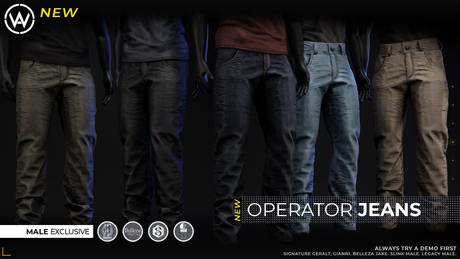 Second Life Marketplace - [WAZ] Operator Jeans (Dark Blue)