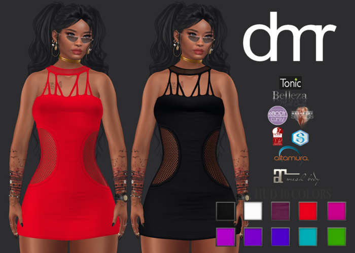 [DR] Mini Dress 144 HUD 10 COLORS ::MESH::