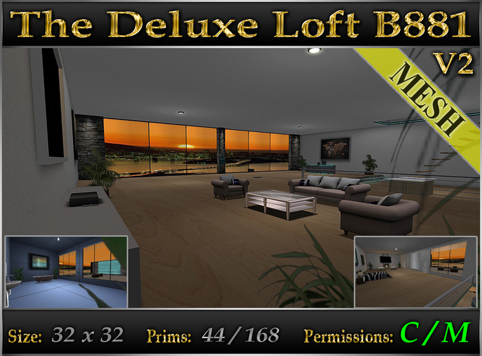 The Deluxe Loft B881 v2 *Fully Furnished* Mesh Skybox 