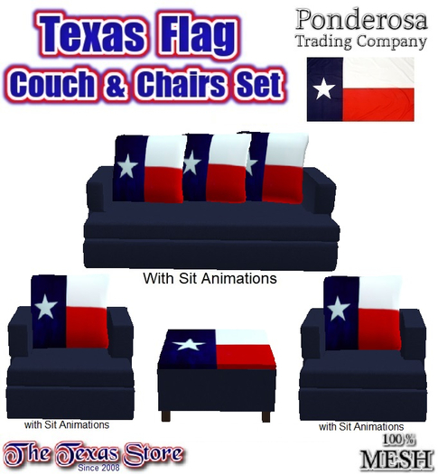Texas Flag Couch & Chairs Set