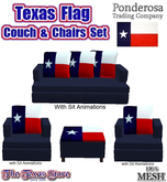 Texas Flag Couch & Chairs Set