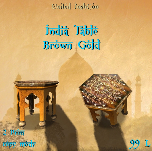 *UI* India Table Brown Gold v