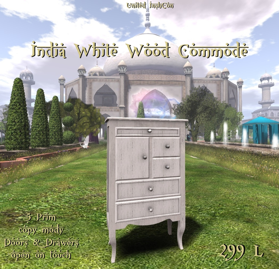 *UI* India White Wood Commode v