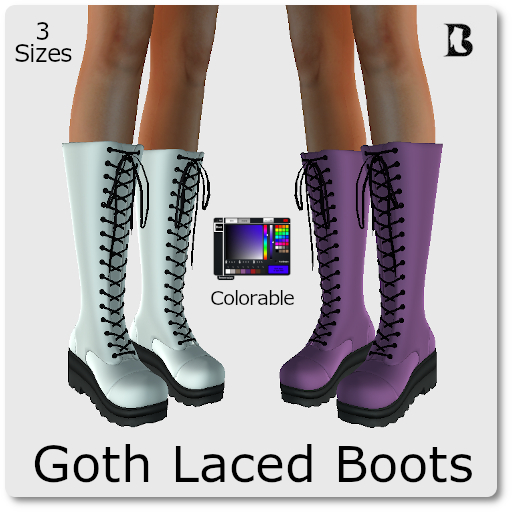 Blackburns Goth Laced Boots Colorable 3 Sizes