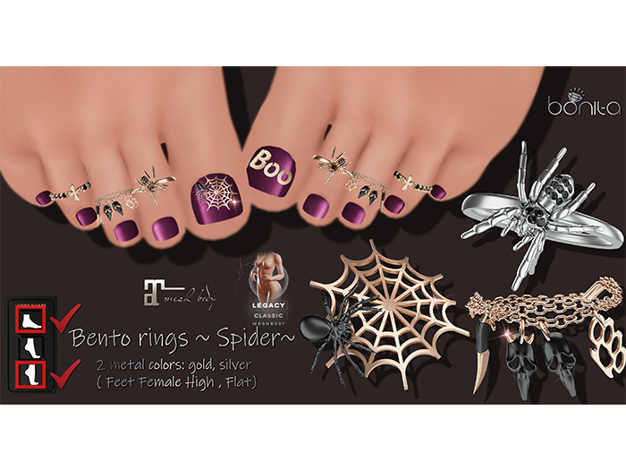 *Bonita* bento rings ~spider~ (Legacy, Maitreya)