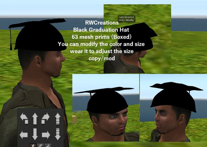 Black Graduation Hat 63 prims (Boxed