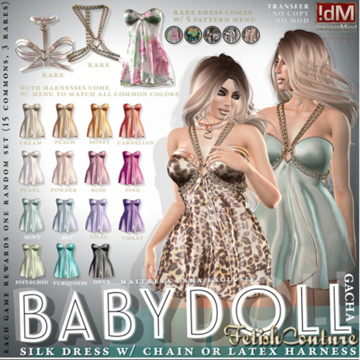 !dM Babydoll **LATEX HARNESS** (BOX #18 LARA) RARE