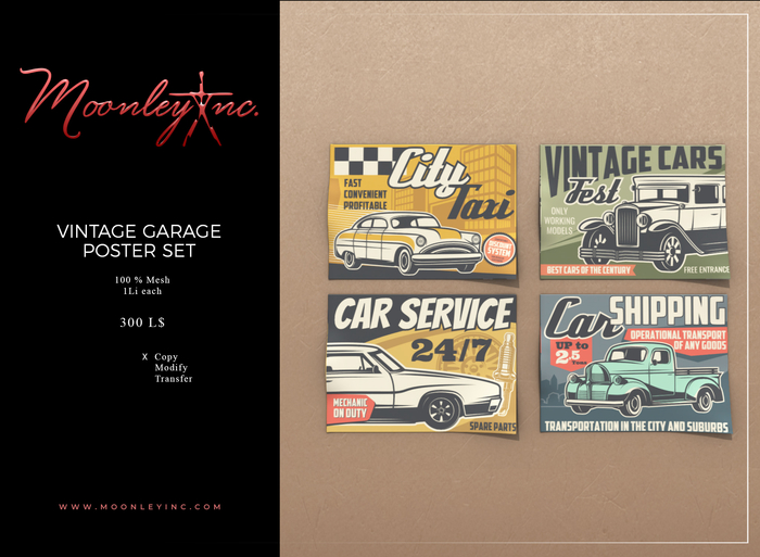Moonley Inc. - Vintage Garage Poster Set