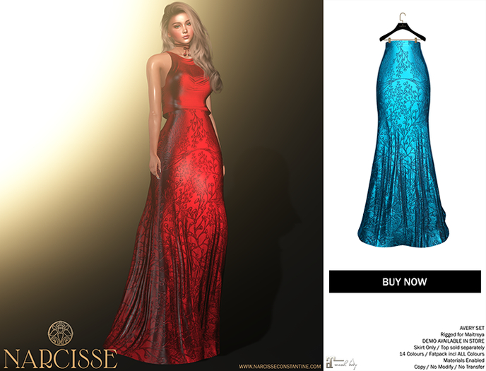 -Narcisse- ADD Avery Silk Skirt - Azure