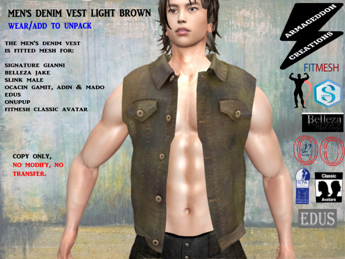 DENIM VEST LIGHT BROWN 200526