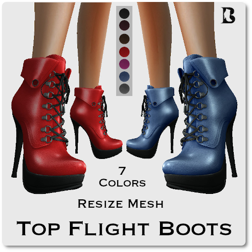 Second Life Marketplace - Blackburns Top Flight Boots Resize 7 Colors