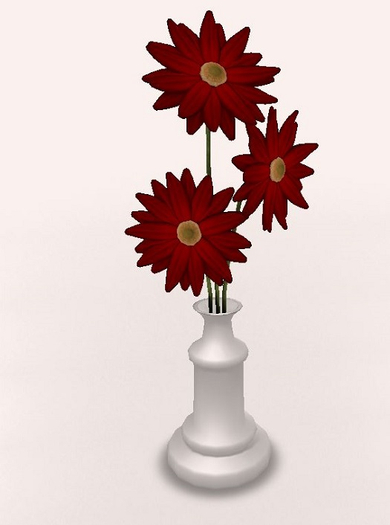 ~GD~ Daisies Red Vase 2 White