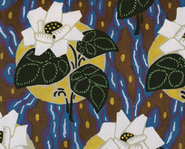 Art Deco Rug or Wall Hanging with a White Flower