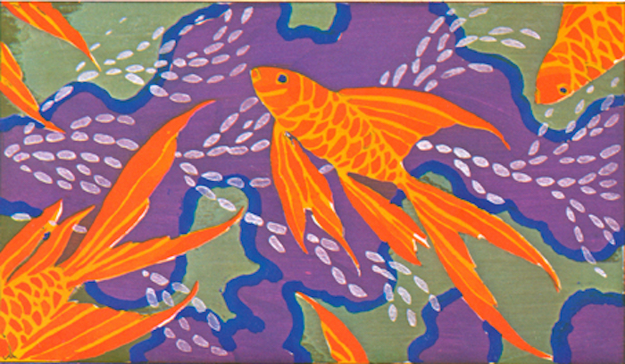 Art Deco Rug or Wall Hanging featuring Fish