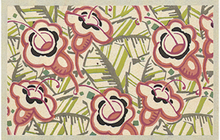 Art Deco Rug or Wall Hanging of Red and Black Flowers