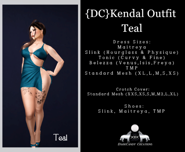 {DC}Kendal Outfit Teal vF  (Please Wear/Add)